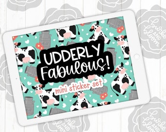 Udderly Fabulous Digital Sticker Set, Planner Stickers, GoodNotes, ZoomNotes, PNGs