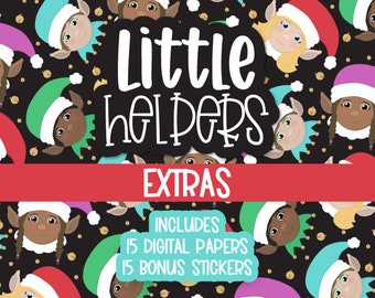 Little Helpers Extras, Digital Papers, Planner Stickers, GoodNotes, ZoomNotes, PNGs