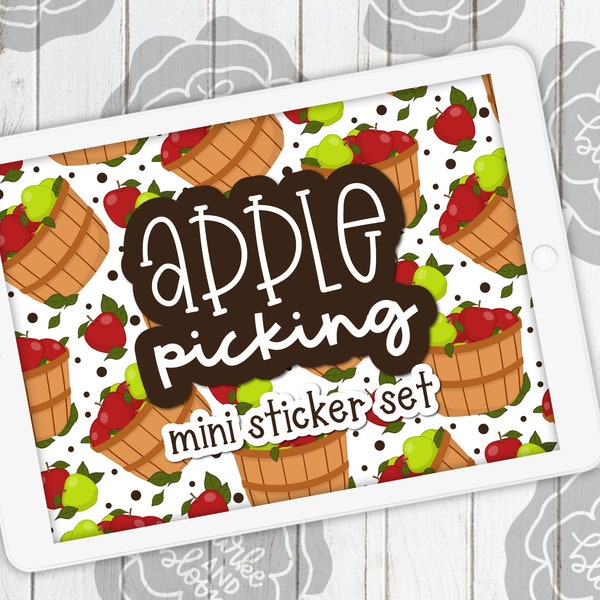 Apple Picking Mini Digital Sticker Set, Planner Stickers, GoodNotes, ZoomNotes, PNGs