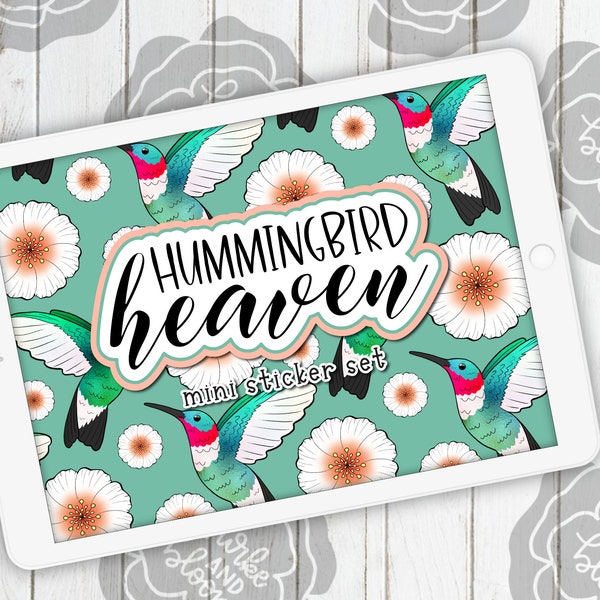 Hummingbird Heaven Mini Digital Sticker Set, Planner Stickers, GoodNotes, ZoomNotes, PNGs