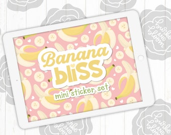 Banana Bliss Digital Sticker Set, Planner Stickers, GoodNotes, ZoomNotes, PNGs