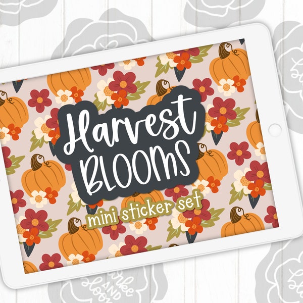 Harvest Blooms Mini Digital Sticker Set, Planner Stickers, GoodNotes, ZoomNotes, PNGs