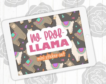 No ProbLlama Digital Sticker Set, Planner Stickers, GoodNotes, ZoomNotes, PNGs