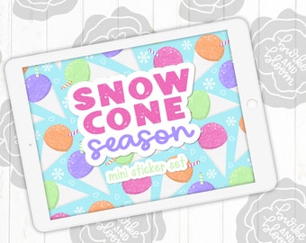 Snow Cone Season Digital Sticker Set, Planner Stickers, GoodNotes, ZoomNotes, PNGs