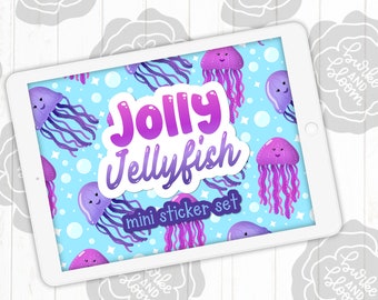 Jolly Jellyfish Digital Sticker Set, Planner Stickers, GoodNotes, ZoomNotes, PNGs