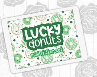 Lucky Donuts Digital Sticker Set, Planner Stickers, GoodNotes, ZoomNotes, PNGs