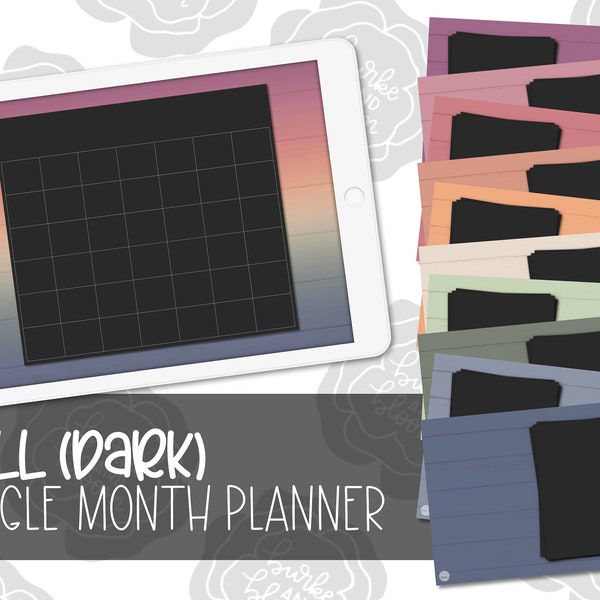 Fall (Dark) Single Month Digital Planner, GoodNotes Planner, ZoomNotes, PDF Planner