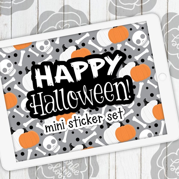 Happy Halloween Mini Digital Sticker Set, Planner Stickers, GoodNotes, ZoomNotes, PNGs