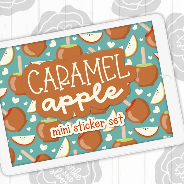 Caramel Apple Mini Digital Sticker Set, Planner Stickers, GoodNotes, ZoomNotes, PNGs