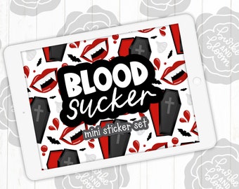 Blood Sucker Digital Sticker Set, Planner Stickers, GoodNotes, ZoomNotes, PNGs