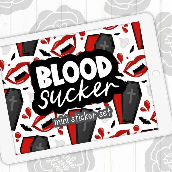 Blood Sucker Digital Sticker Set, Planner Stickers, GoodNotes, ZoomNotes, PNGs