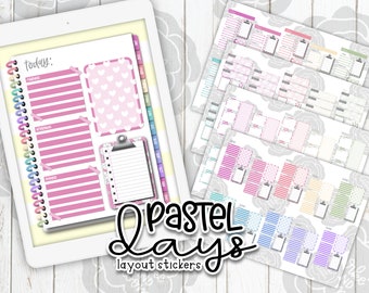 Pastel Days Daily Layout Digital Planner Stickers, GoodNotes, ZoomNotes, PNGs