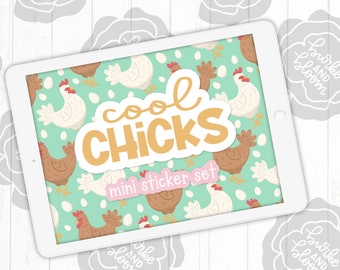 Cool Chicks Digital Sticker Set, Planner Stickers, GoodNotes, ZoomNotes, PNGs