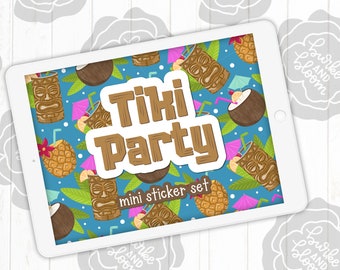 Tiki Party Digital Sticker Set, Planner Stickers, GoodNotes, ZoomNotes, PNGs