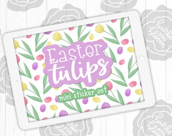 Easter Tulips Digital Sticker Set, Planner Stickers, GoodNotes, ZoomNotes, PNGs