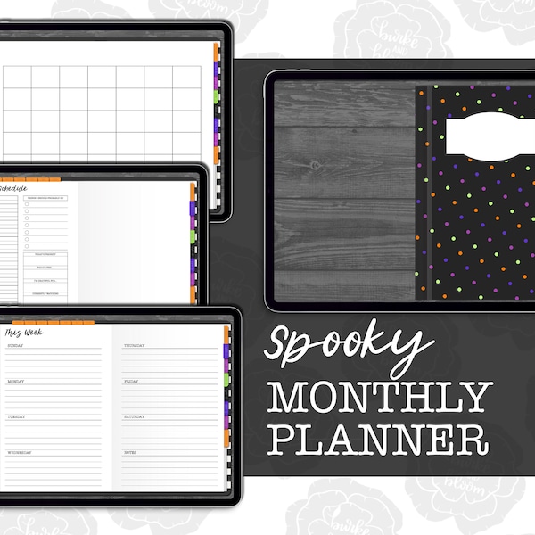 Spooky Monthly Digital Planner, GoodNotes Planner, ZoomNotes, PDF Planner