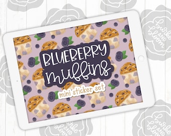 Blueberry Muffins Digital Sticker Set, Planner Stickers, GoodNotes, ZoomNotes, PNGs