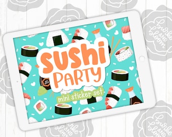 Sushi Party Digital Sticker Set, Planner Stickers, GoodNotes, ZoomNotes, PNGs