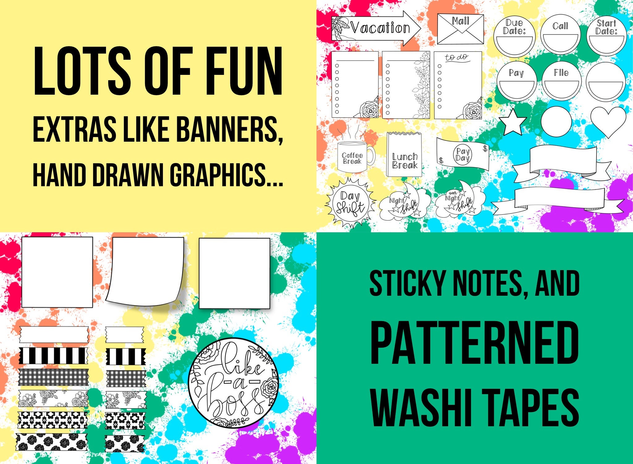 Color Me Professional Digital Sticker Set Goodnotes Pngs - Etsy