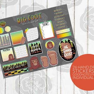 Big Foot Mini Digital Sticker Set, Planner Stickers, GoodNotes, PNGs image 2