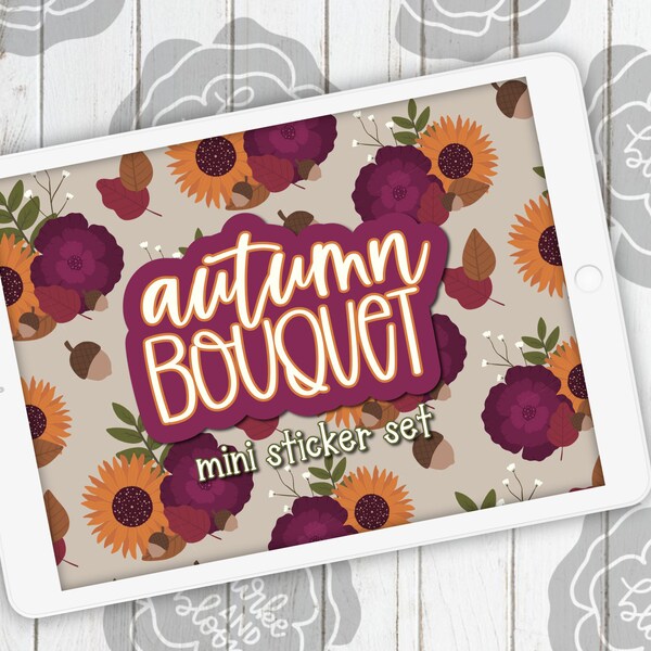 Autumn Bouquet Mini Digital Sticker Set, Planner Stickers, GoodNotes, ZoomNotes, PNGs