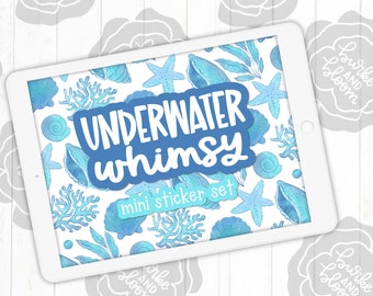 Underwater Whimsy Digital Sticker Set, Planner Stickers, GoodNotes, ZoomNotes, PNGs