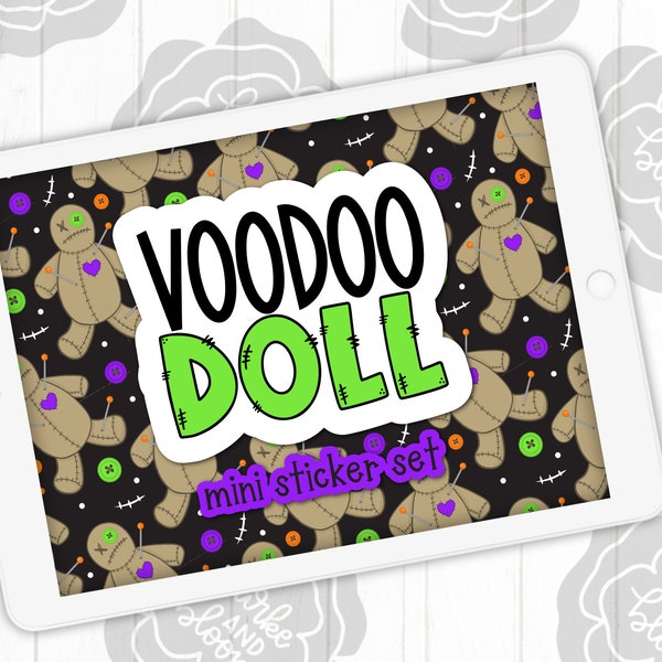 Voodoo Doll Digital Sticker Set, Planner Stickers, GoodNotes, ZoomNotes, PNGs