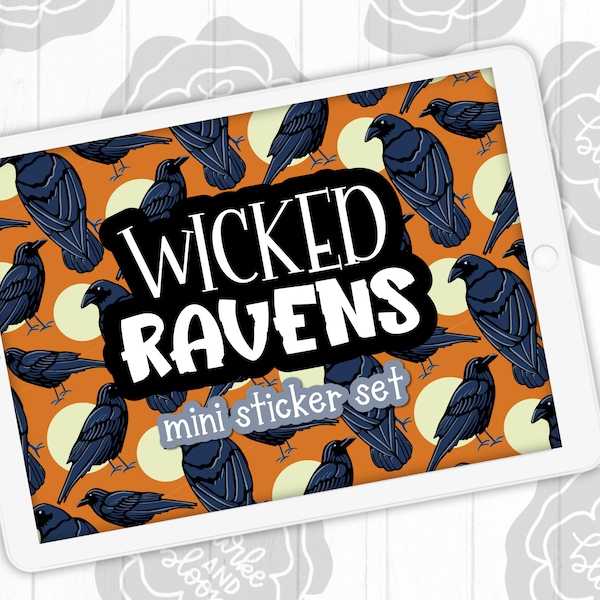 Wicked Ravens Mini Digital Sticker Set, Planner Stickers, GoodNotes, ZoomNotes, PNGs