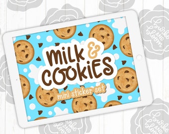 Milk and Cookies Digital Sticker Set, Planner Stickers, GoodNotes, ZoomNotes, PNGs