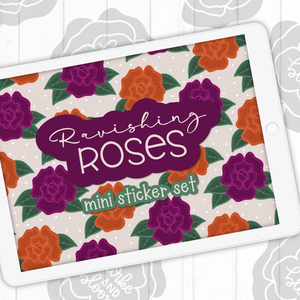 Ravishing Roses Mini Digital Sticker Set, Planner Stickers, GoodNotes, ZoomNotes, PNGs