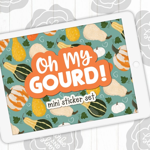 Oh My Gourd Digital Sticker Set, Planner Stickers, GoodNotes, ZoomNotes, PNGs