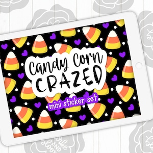 Candy Corn Crazed Digital Sticker Set, Planner Stickers, GoodNotes, ZoomNotes, PNGs