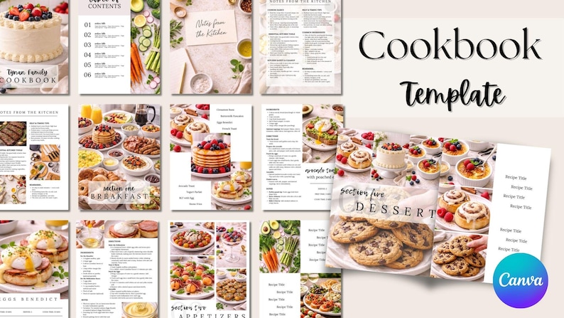 Editable Family Cookbook Template | Custom Recipe Book | Canva Cookbook ...