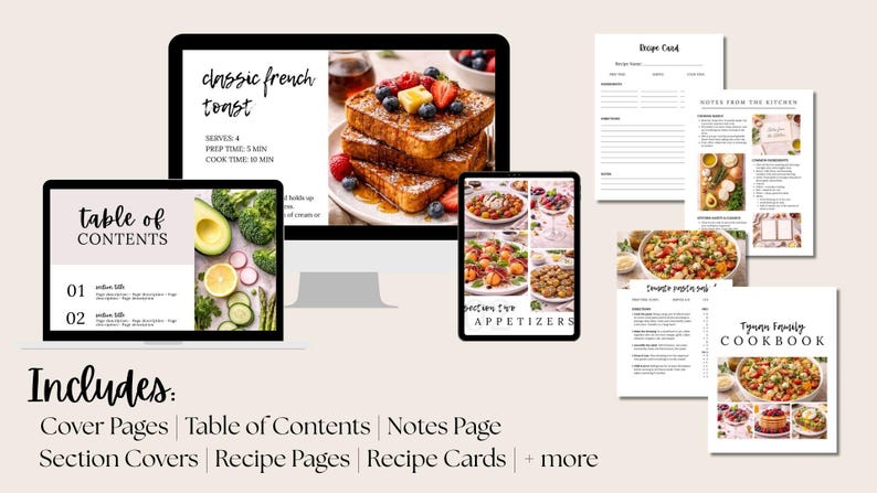 Editable Family Cookbook Template | Custom Recipe Book | Canva Cookbook ...