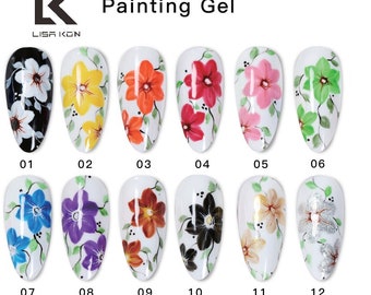 Painting Liquid metallic 3d magic spider nail art gel Lisa Kon 8mm 10ml 35 types and colors and brushes