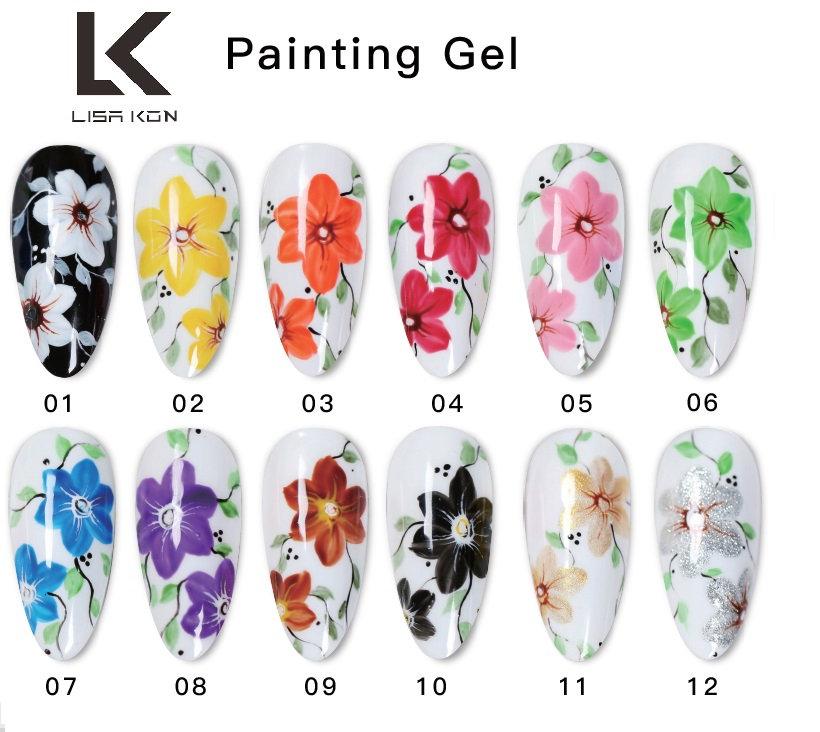 Painting Liquid metallic 3d magic spider nail art gel Lisa Kon 8mm 10ml 35 types and colors and brushes