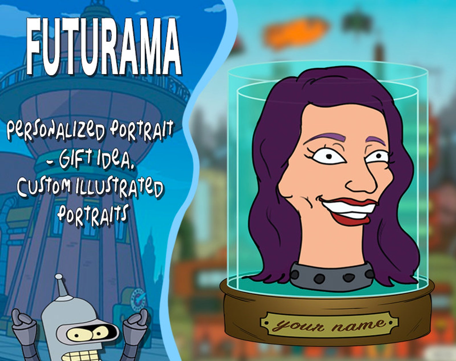 Head in a Jar Portrait Futurama Poster Futurama Print Etsy