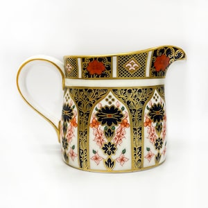 VTG Royal Crown Derby ‘Old Imari’ Creamer Jug 1128 English Fine Bone China 22 Carat Gold 1980’s England Vintage