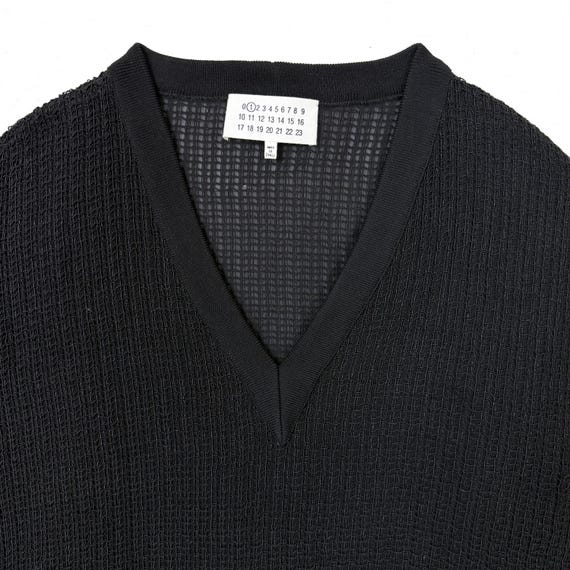 Maison Margiela V-neck Knit Sweater, Black Open Weave, Sz M - Etsy