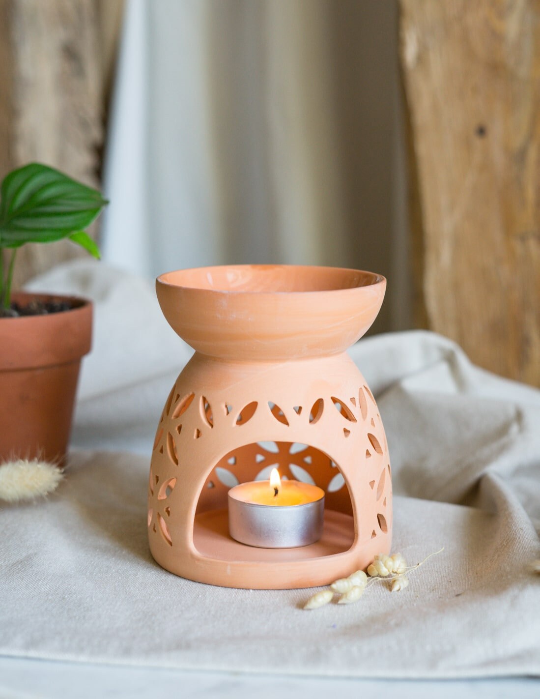 Brûle-Parfum en Terre Cuite Pour Fondant et Tablette de Cire Parfumée