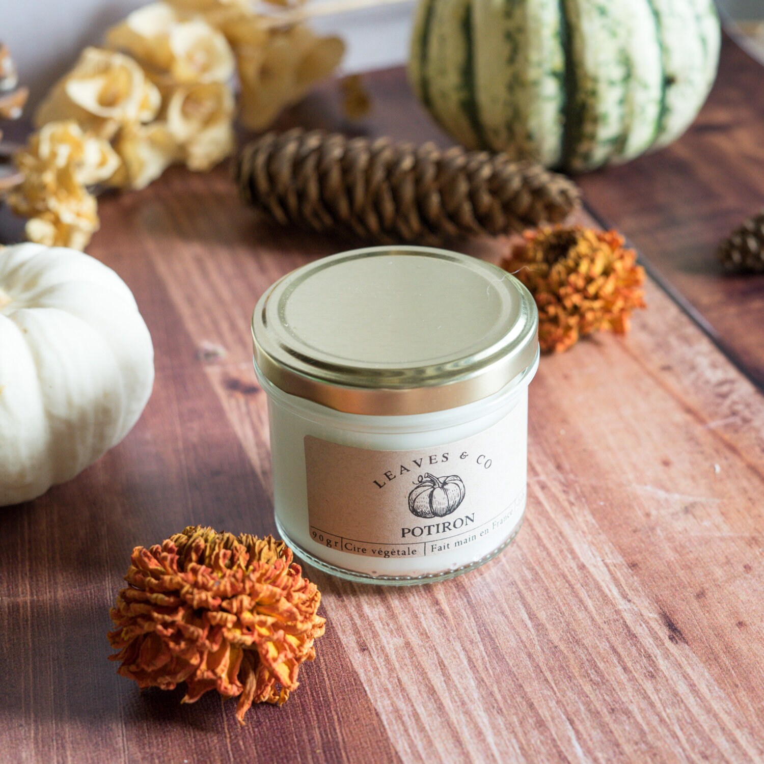 Bougie Parfumée Potiron Les Pots de Saison Bougie Végétale Fait Main