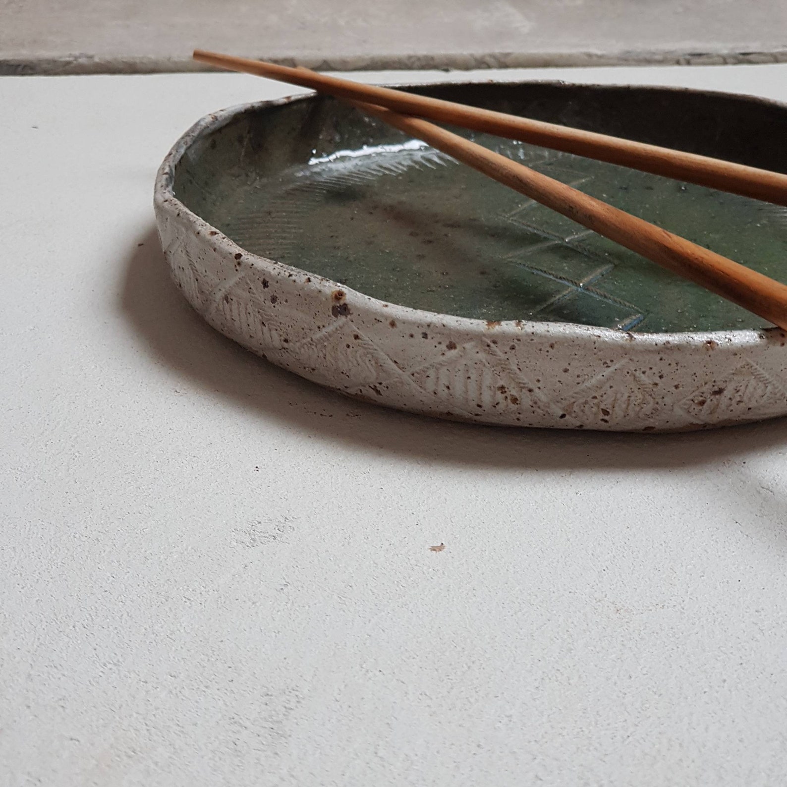 Tribal Ceramic Deep Dish/ Pasta Bowl/ Salad Bowl in Seagreen Etsy
