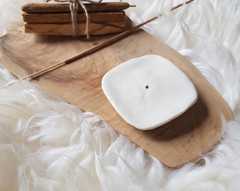 Ceramic incense burner shiny white squares - made to order