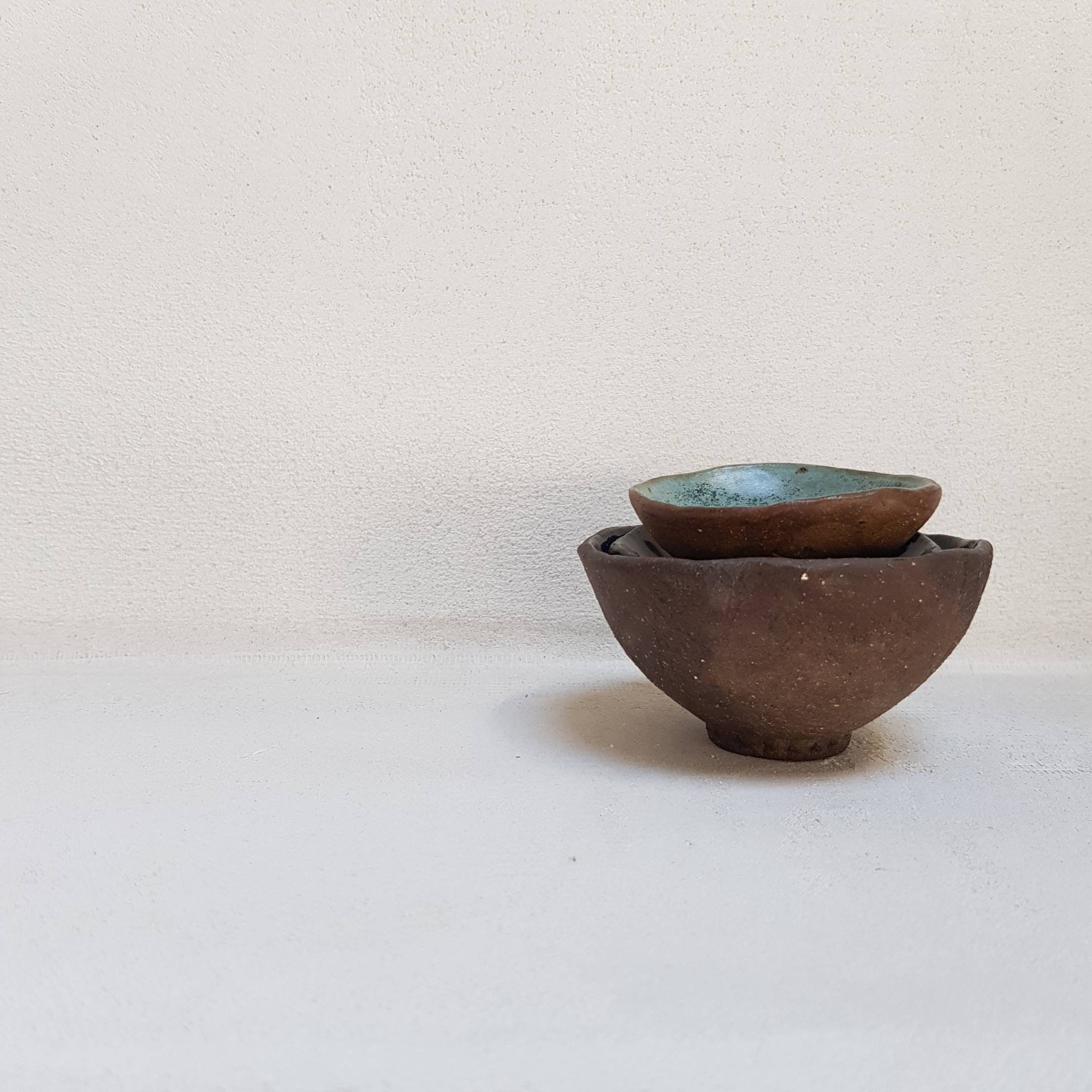 Trio of Wabi-sabi Ceramic Bowls / Salt and Pepper Pots - Etsy