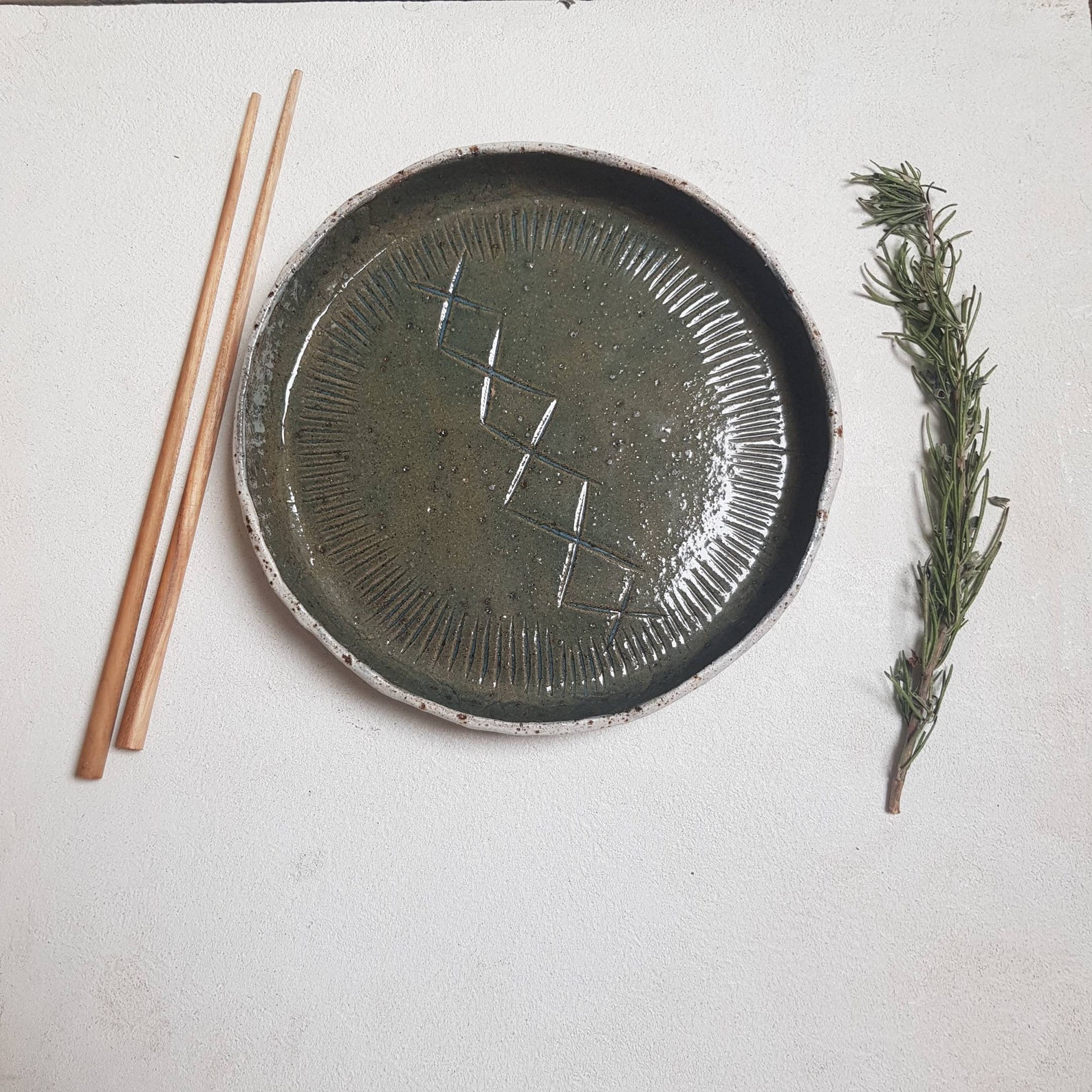 Tribal Ceramic Deep Dish/ Pasta Bowl/ Salad Bowl in Seagreen Etsy