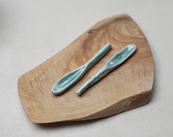 Ceramic spoons in a dreamy shiny sea green glaze -  made to order