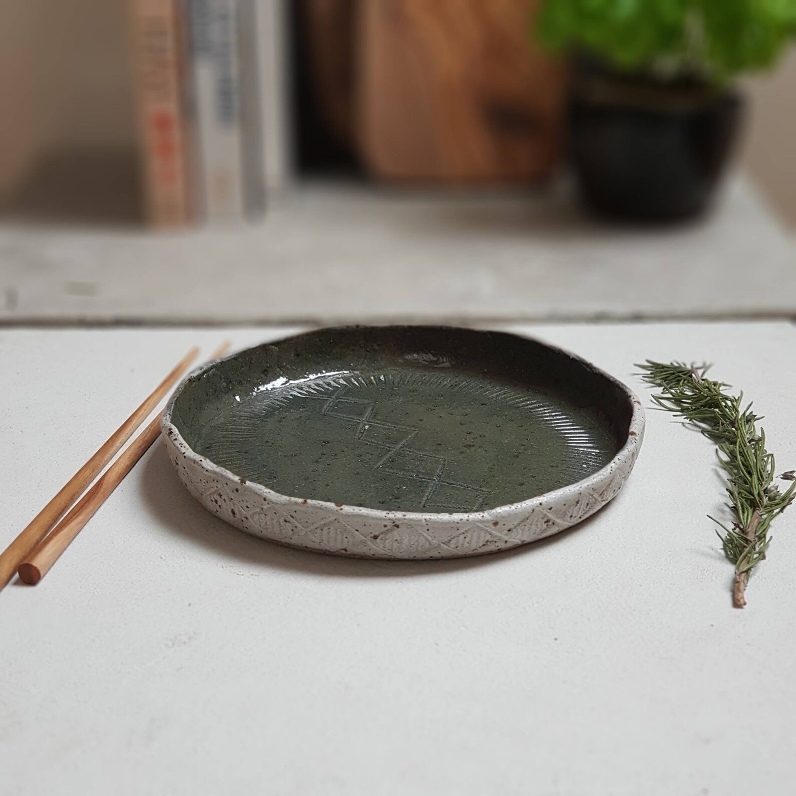 Tribal Ceramic Deep Dish/ Pasta Bowl/ Salad Bowl in Seagreen Etsy