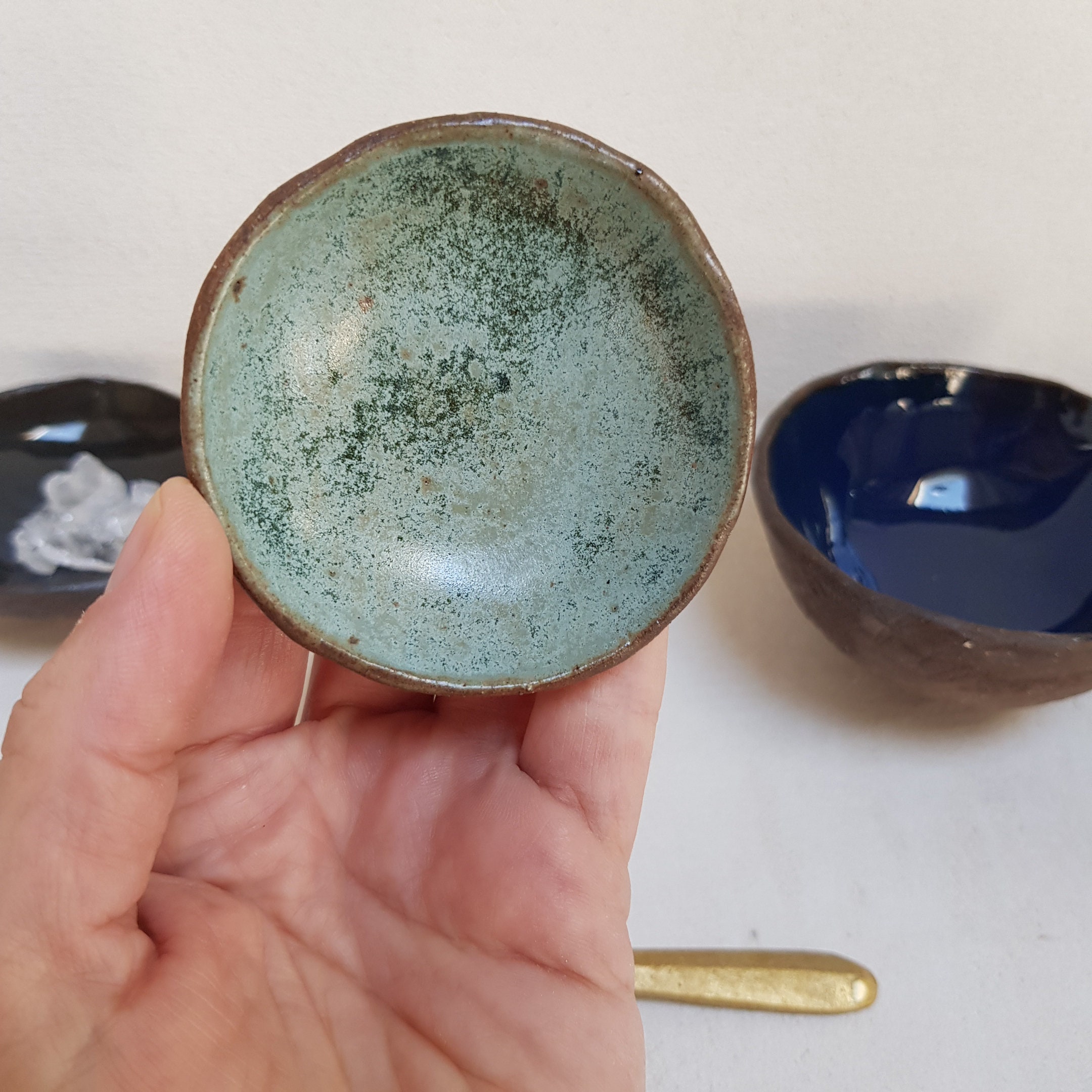 Trio of Wabi-sabi Ceramic Bowls / Salt and Pepper Pots - Etsy