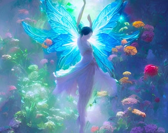 Ballerina Fairy Print, Impressionist AI Digital Art
