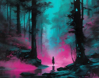 Solitude Giclee Print: Magenta Forest Art, Christopher Fleming